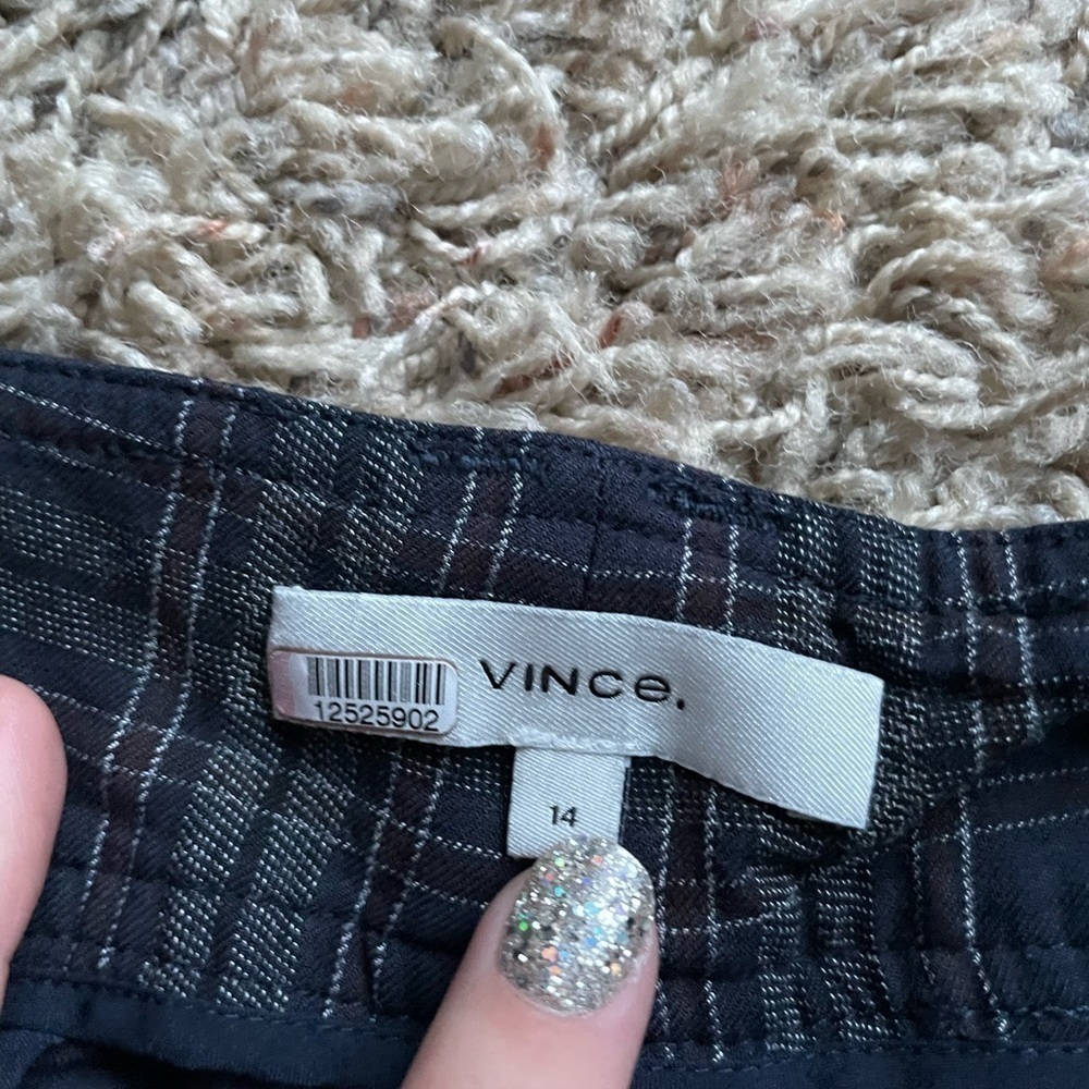 VINCE Plaid Wide Leg Pants in Marine - Picture 3 of 3